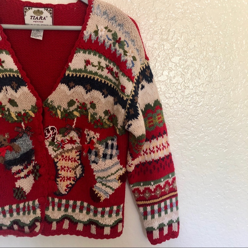 Ugly Christmas sweater vintage 1998 tiara petites - Picture 2 of 4